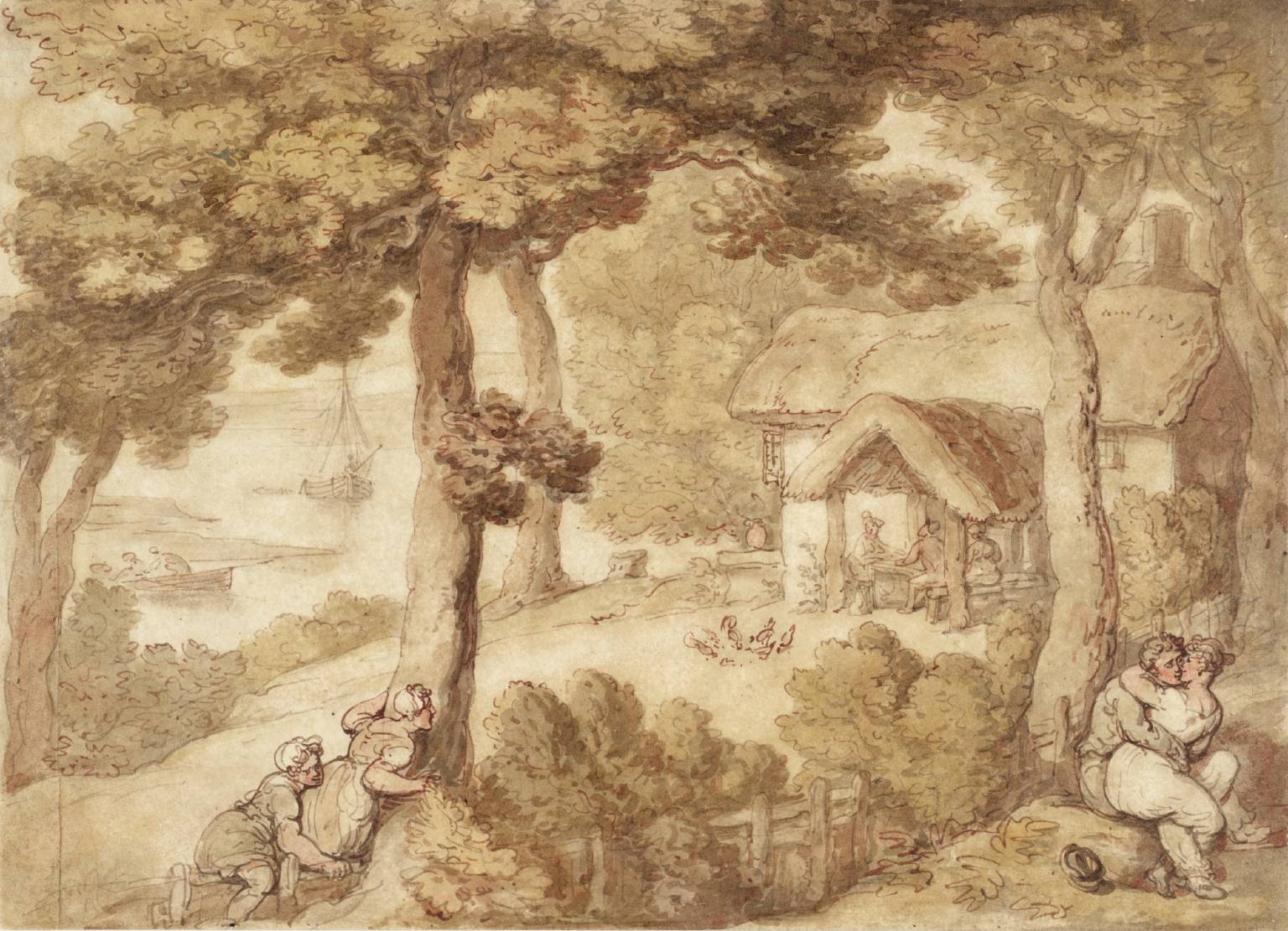 Landscape, Isle of Wight circa 1782 by Thomas Rowlandson 1756-1827